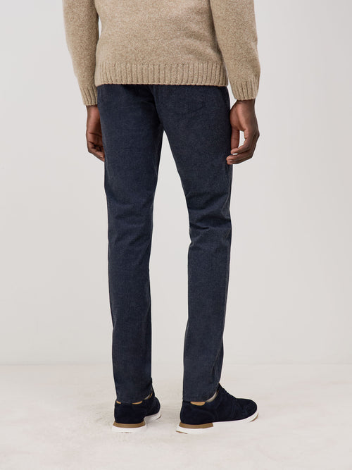 Pantalon casual skinny en coton mélangé bleu indigo - Father & Sons - 2