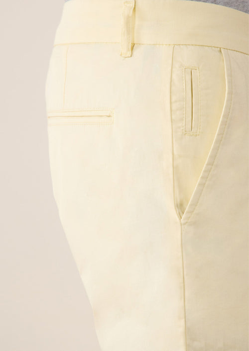 Chino slack skinny 7/8 en coton stretch uni jaune - Father & Sons - 3