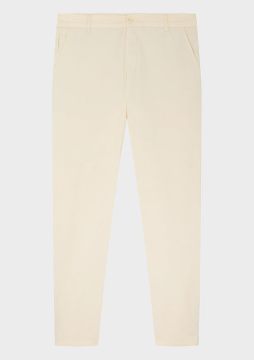 Chino slack skinny 7/8 en coton stretch uni jaune - Father & Sons - 4