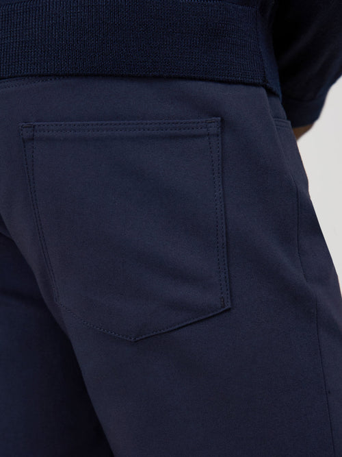 Pantalon casual skinny en coton mélangé bleu marine - Father & Sons - 3