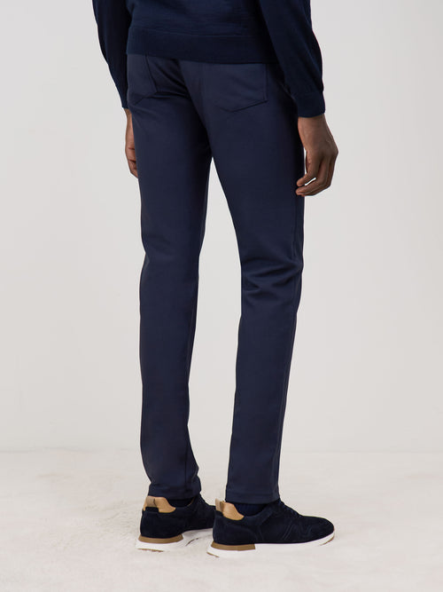 Pantalon casual skinny en coton mélangé bleu marine - Father & Sons - 2