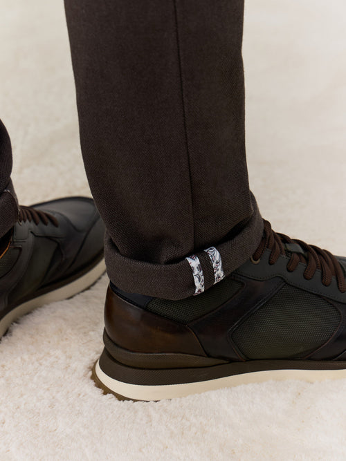 Chino slack skinny 7/8 en coton mélangé marron - Father & Sons - 3