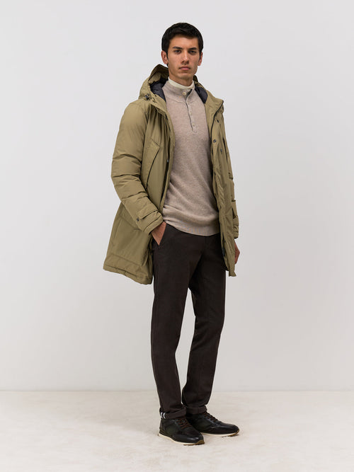 Chino slack skinny 7/8 en coton mélangé marron - Father & Sons - 4