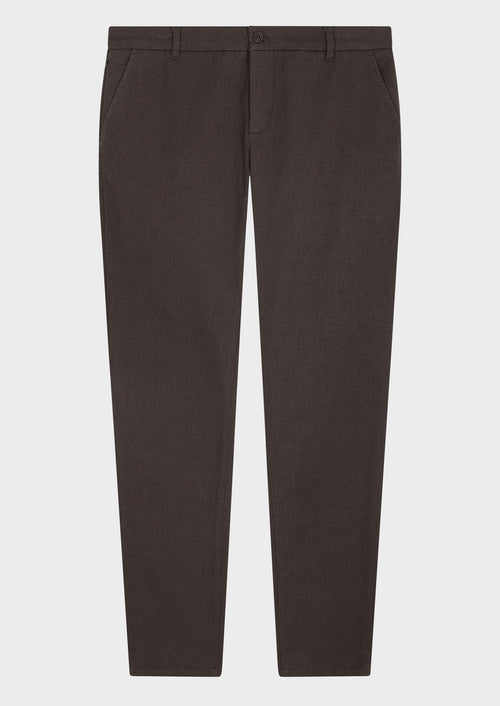 Chino slack skinny 7/8 en coton mélangé marron - Father & Sons - 5