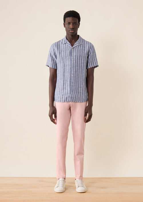 Chino slack skinny 7/8 en coton stretch uni rose - Father & Sons - 1