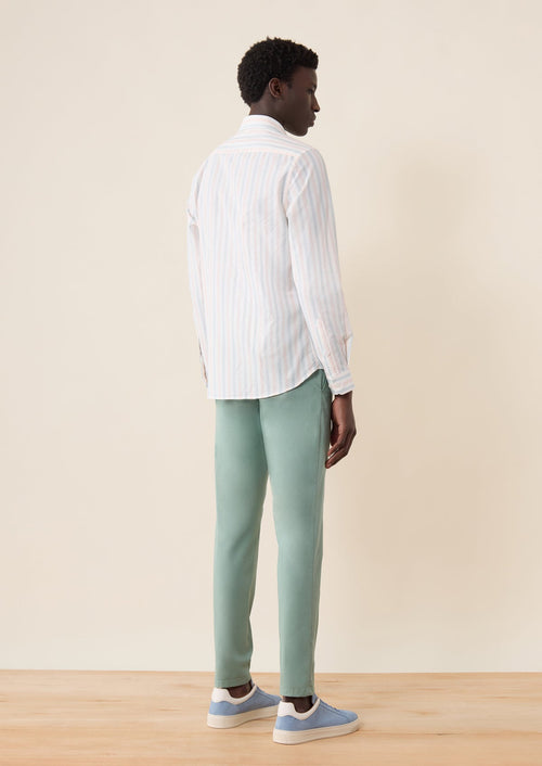 Chino slack skinny 7/8 en coton stretch uni vert - Father & Sons - 2