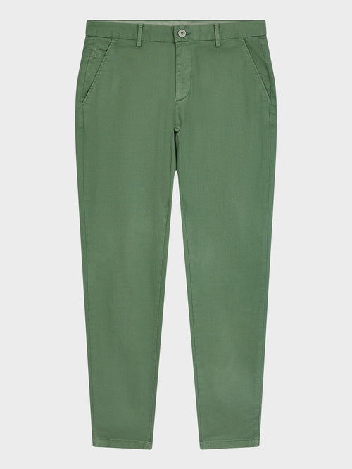 Chino slack skinny 7/8 en coton stretch vert - Father & Sons - 1