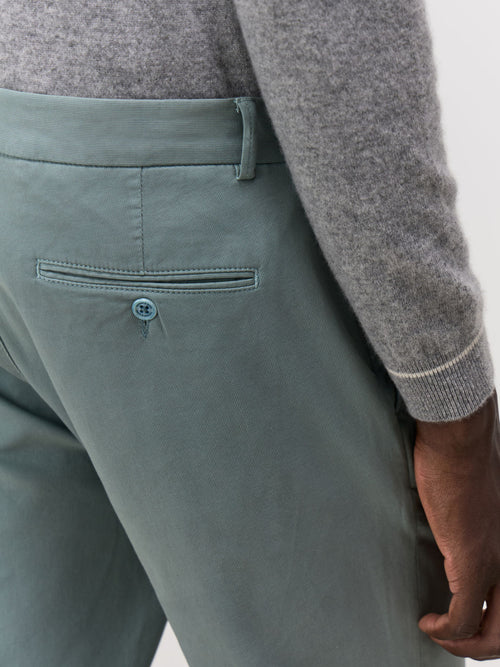 Chino slack skinny 7/8 en coton stretch vert d'eau - Father & Sons - 3