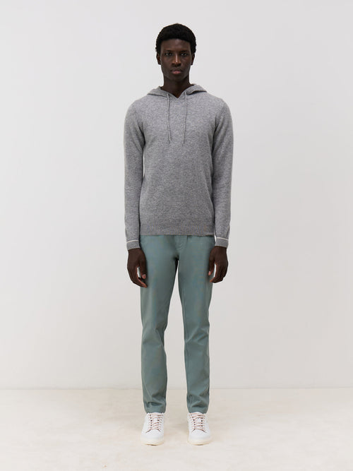 Chino slack skinny 7/8 en coton stretch vert d'eau - Father & Sons - 4