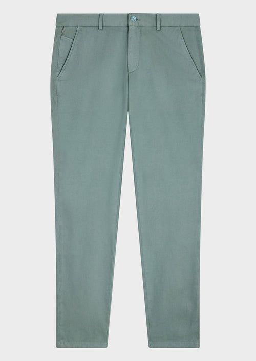 Chino slack skinny 7/8 en coton stretch vert d'eau - Father & Sons - 5
