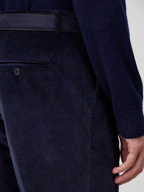 Pantalon coordonnable Slim en velours côtelé bleu marine - Father & Sons - 3