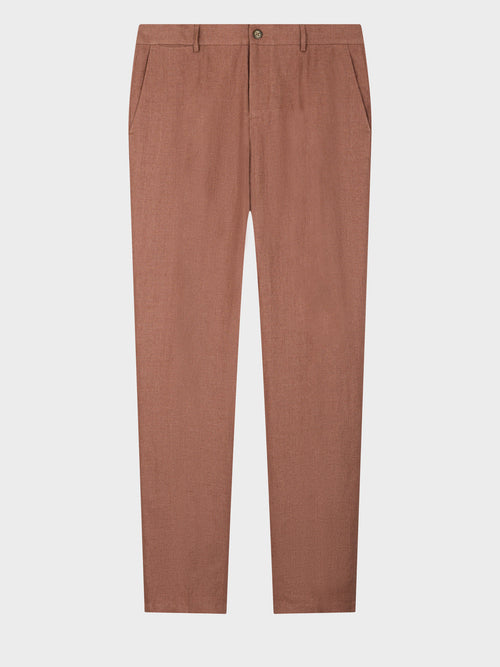 Pantalon coordonnable Slim en lin terracotta - Father & Sons - 4
