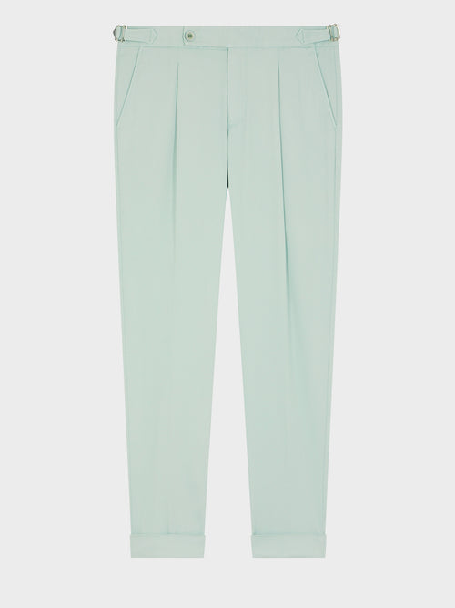 Chino slack slim en coton stretch 7/8 vert d'eau - Father & Sons - 5
