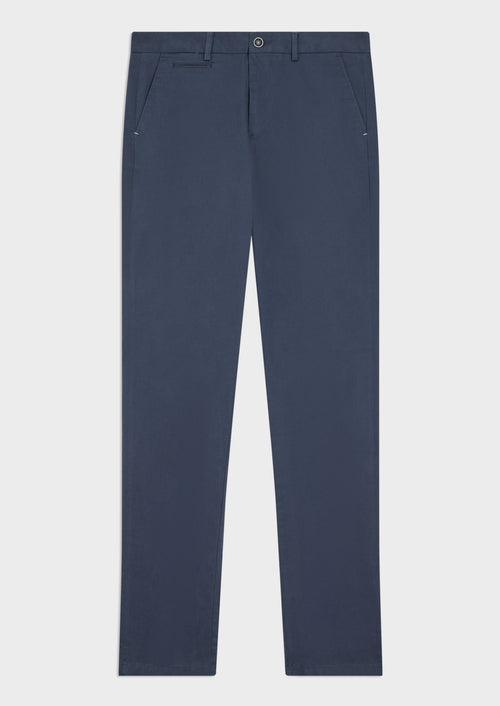 Chino slack skinny en coton stretch uni bleu indigo - Father & Sons - 5