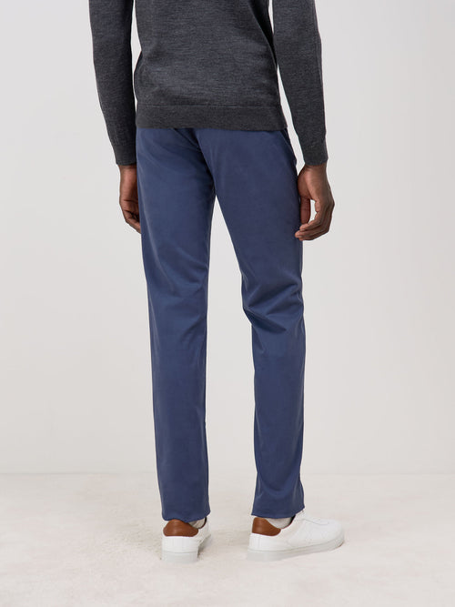 Chino slack skinny en coton stretch uni bleu indigo - Father & Sons - 2