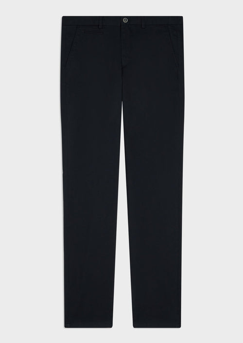 Chino slack skinny en coton stretch uni bleu marine - Father & Sons - 4