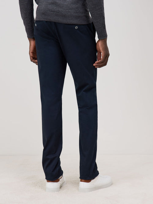 Chino slack skinny en coton stretch uni bleu marine - Father & Sons - 2