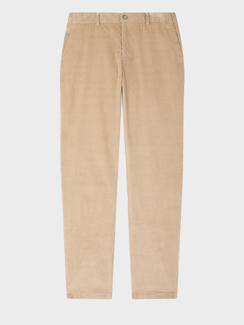 Pantalon regular en velours côtelé beige - Father & Sons - 1
