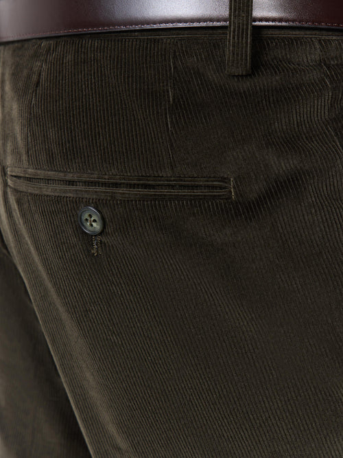 Pantalon coordonnable regular en velours côtelé kaki - Father & Sons - 3