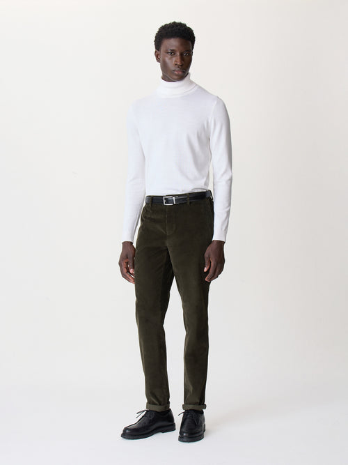 Pantalon regular en velours côtelé kaki - Father & Sons - 4