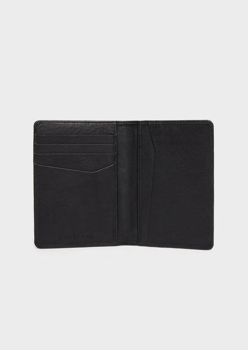 Portefeuille pour passeport en cuir grainé noir - Father & Sons - 2