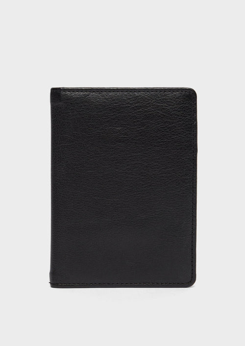 Portefeuille pour passeport en cuir grainé noir - Father & Sons - 1