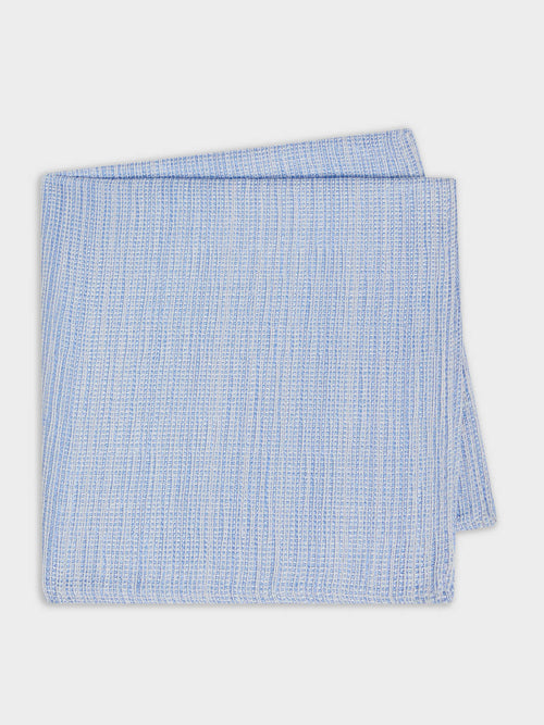 Pochette en soie mélangée bleu ciel à motif - Father & Sons - 1