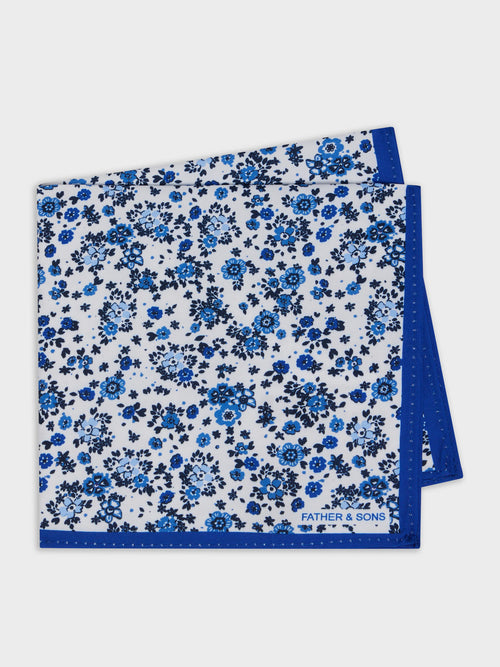 Pochette à motif fleuri bleu cobalt - Father & Sons - 1