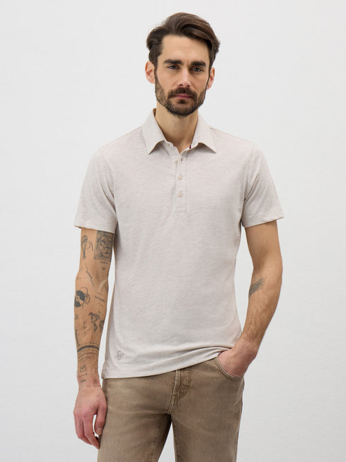 Polo Slim en coton mélangé beige - Father & Sons - 1
