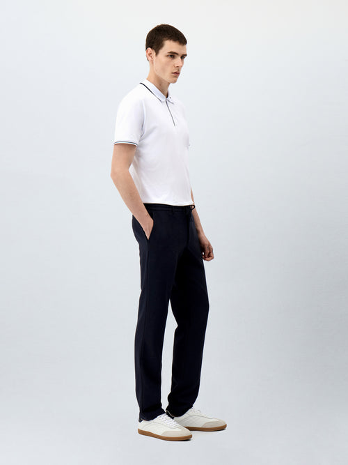 Polo Slim en coton mélangé blanc - Father & Sons - 4