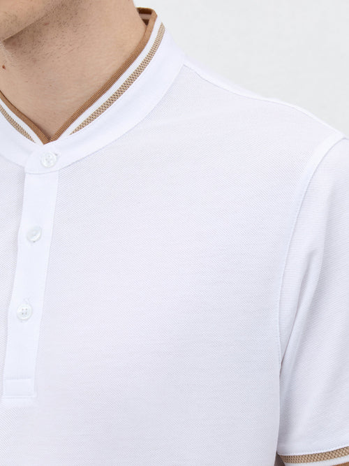 Polo Slim en coton blanc à col officier - Father & Sons - 3