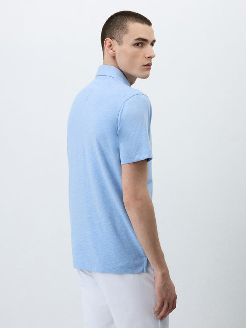 Polo Slim en coton mélangé bleu ciel - Father & Sons - 2