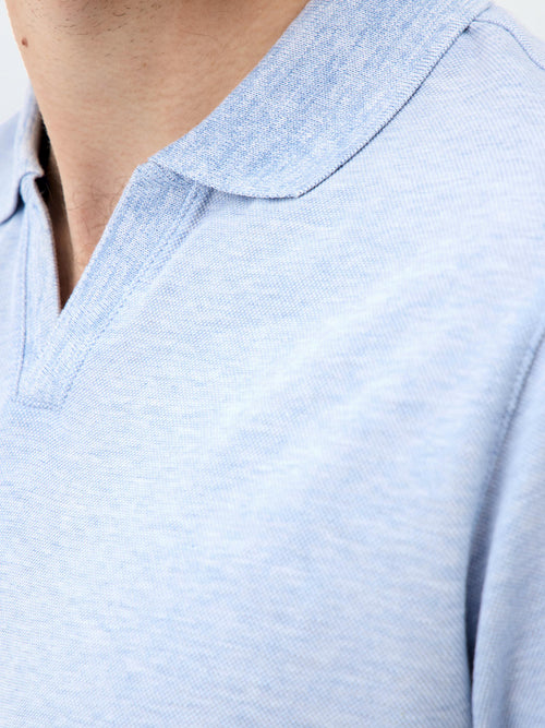 Polo Slim en maille coton bleu ciel - Father & Sons - 3