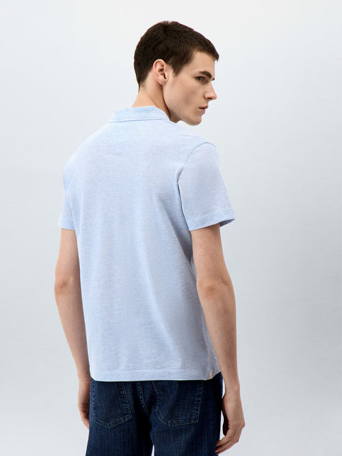 Polo Slim en maille coton bleu ciel - Father & Sons - 2