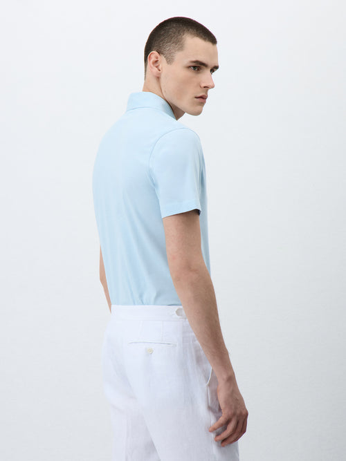 Polo Slim en coton bleu ciel - Father & Sons - 2