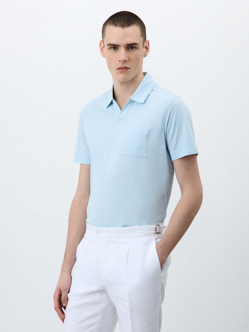 Polo Slim en coton bleu ciel - Father & Sons - 1