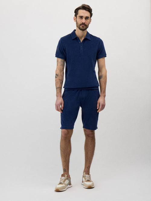 Polo Slim en jersey éponge bleu indigo - Father & Sons - 5