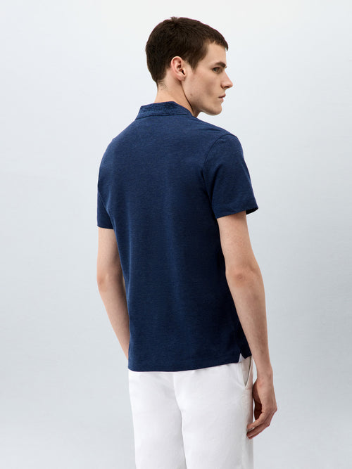 Polo Slim en maille coton bleu indigo - Father & Sons - 2