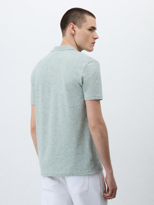 Polo Slim en coton et lin kaki - Father & Sons - 2