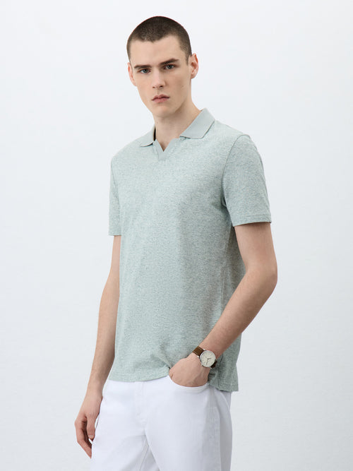 Polo Slim en coton et lin kaki - Father & Sons - 1