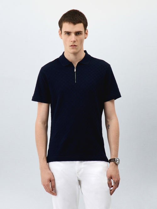 Polo Slim en coton bleu marine - Father & Sons - 1
