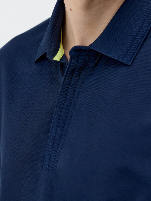Polo Slim en coton mélangé bleu marine - Father & Sons - 3