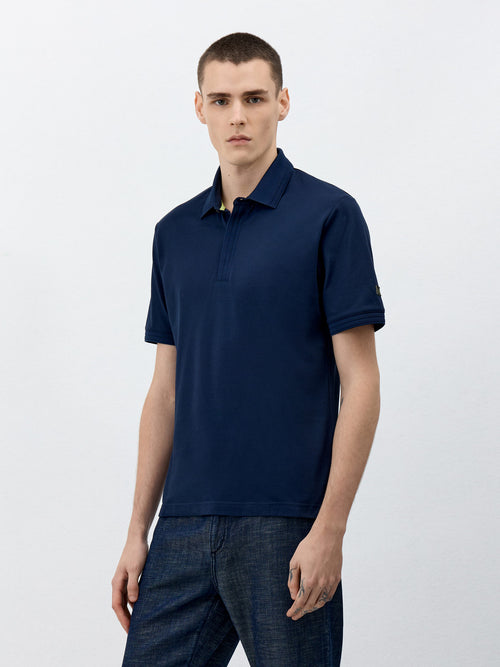 Polo Slim en coton mélangé bleu marine - Father & Sons - 1