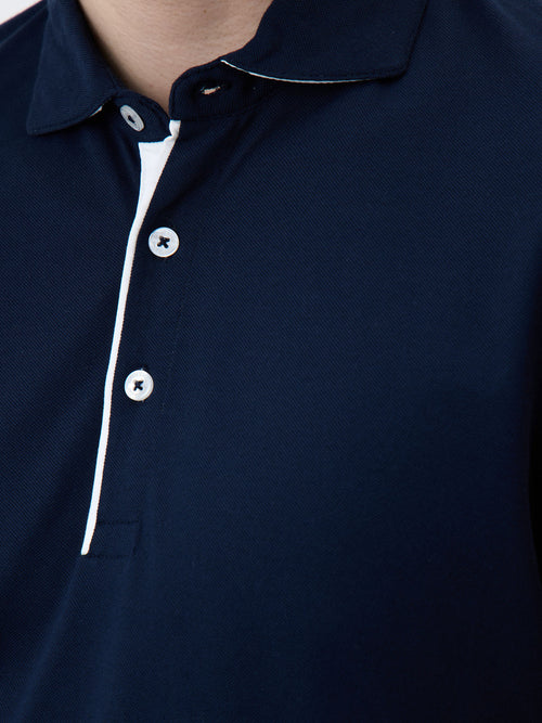 Polo Slim en coton mélangé bleu marine - Father & Sons - 3