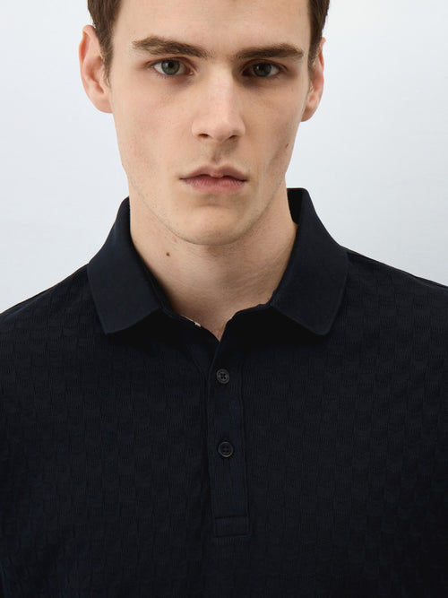 Polo Slim en maille coton bleu marine - Father & Sons - 3