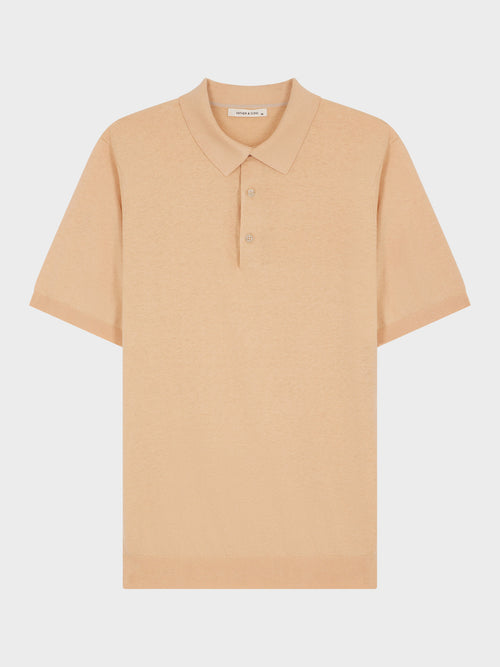 Polo Slim en maille lin et coton pêche - Father & Sons - 5