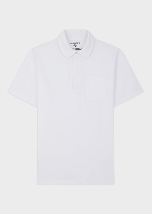 Polo Prodigieux en coton mélangé uni blanc - Father & Sons - 1