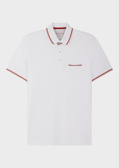 Polo manches courtes Slim en coton uni blanc - Father & Sons - 1