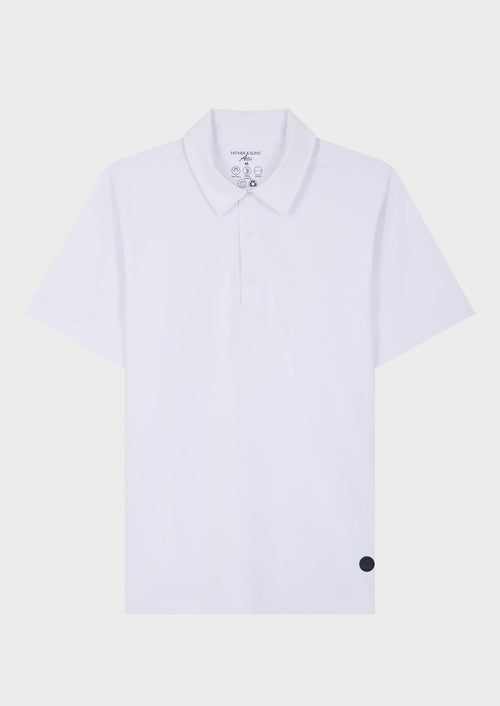 Polo Passionné en polyester recyclé stretch uni blanc - Father & Sons - 1