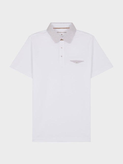 Polo manches courtes Slim en coton uni blanc - Father & Sons - 1